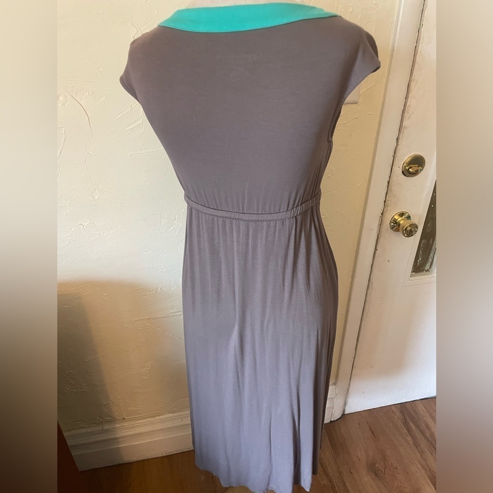 Liz Lange Boho Tri-Color Green Gray Purple Midi Knee Length Maternity Dress -S- - Picture 3 of 3